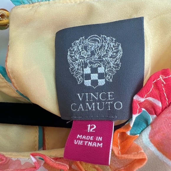 Vince Camuto NWT Size 12 Sleeveless Chiffon Vibrant Multicolor Midi Dress - Picture 3 of 8